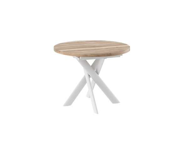 Стол RONALDO-120, круглый раздвижной 120(160), ДУБ КАНЬОН/БЕЛЫЙ